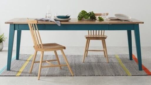 Made.Com Ralph Oak and Teal 6 8 Seat Extending Farmhouse Dining Table Barnardo s Online Charity Shop